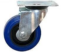 Tt Колесо №1000243 D=100 мм, поворотное, с синей резиной, пластиковый обод, крепление - площадка.